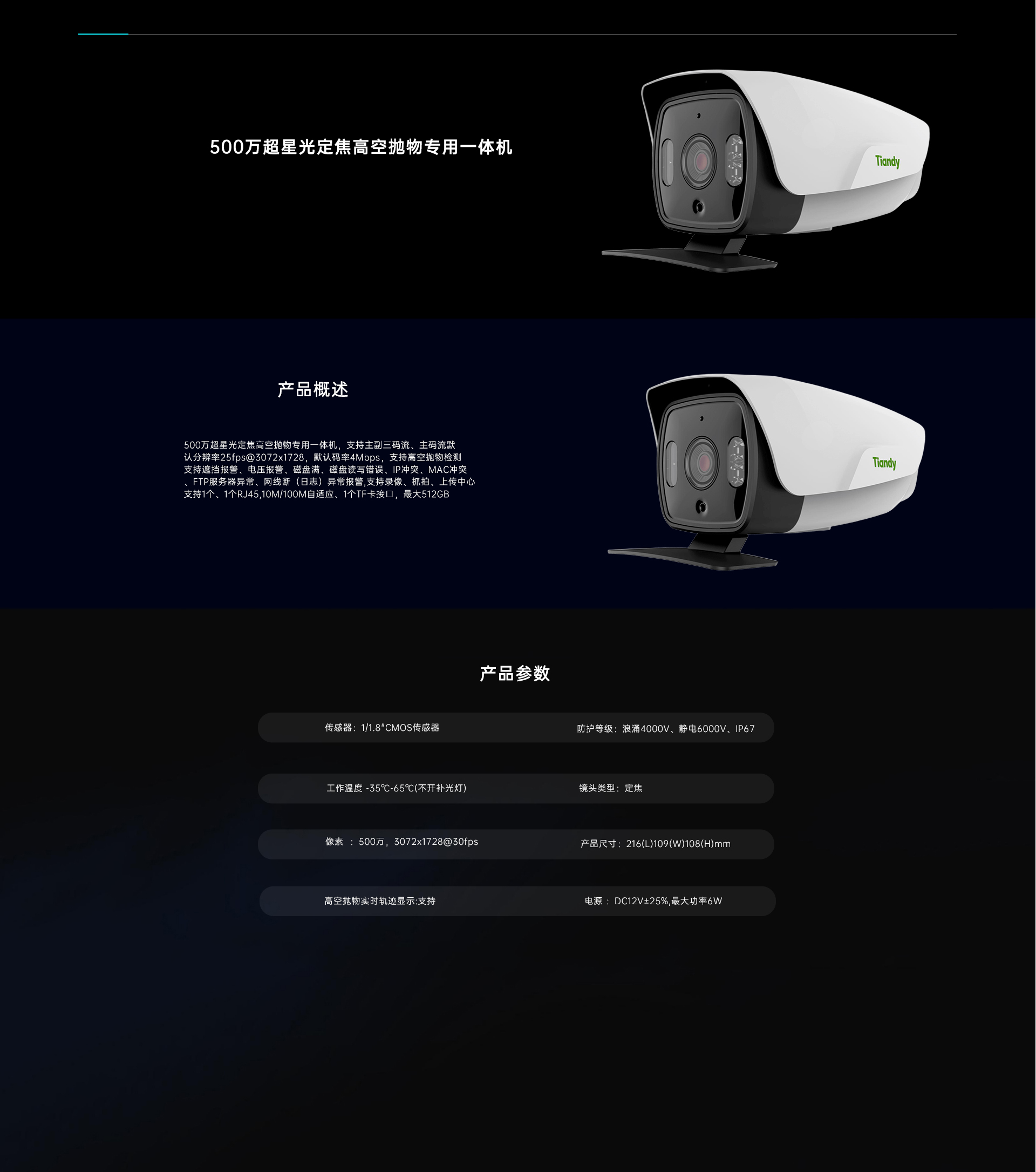 高空抛物检测摄像机