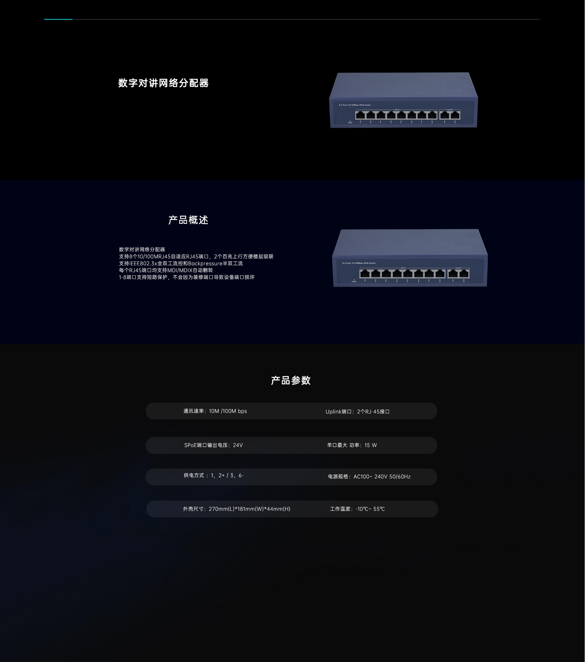 8+2数字对讲网络分配器